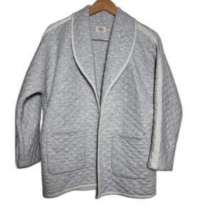 Marine Layer Coatigan Quilted Jacket Blazer Size XS Light Gray Loungewear Cozy